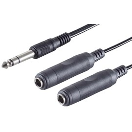 1aTTack.de 1 x 0.2 m Black Jack Plug 6.3 mm to 2 x Jack Socket 6.3 mm Audio Cable, Moulded Plugs, Nickel-Plated Contacts, Ideal for Musical Instruments and Audio Devices