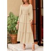 PRETTYGARDEN Women Fall Long Sleeve Smocked Maxi Dress Casual Square