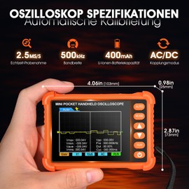 Digital Oscilloscope Handheld Oscilloscope 2.5 MS/s Sampling Rate Portable Oscilloscope 500 kHz Bandwidth 2.8 Inch LCD Screen Multiple Trigger Functions