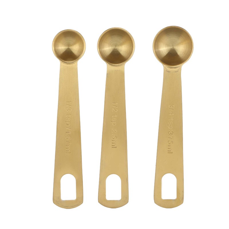 18PCS Measuring Cup Stainless Steel Gold Coffee Spoon Cup Set