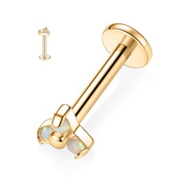GAGABODY Lip Rings G23 Titanium Press Fit Threadless Push-in Top Labret Monroe Stud Tragus G23 Titanium 16G 8mm Gold Labret Helix Tragus Monroe Lip Studs Earring Piercing 3mm White Opal