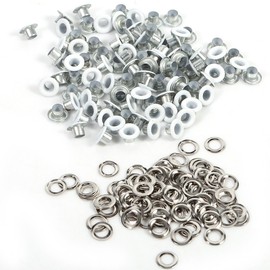 100pcs 4mm Eyelet Grommet Kit for Clothing, Shoes, Crafts, Bags & DIY Projects – Specially Designed Aluminium Eyelets for Leather Crafting and Scrapbooking (White)