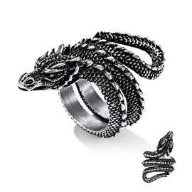 Bestyle Stainless Steel Dragon Ring, Size 13, Wrap, Cocktail Party, Retro, Unisex, Stainless Steel, Statement Ring