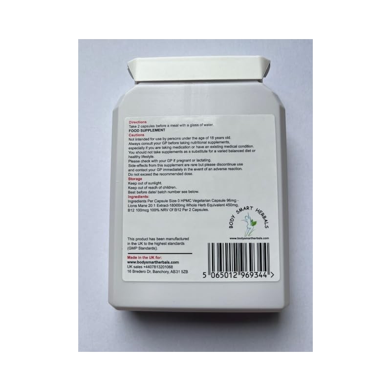 Lion's Mane Mushroom 18000mg with Vitamin B12 Supplement, 90 Vegetarian