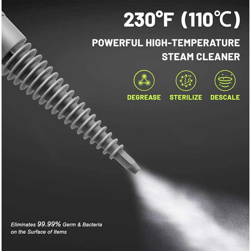 Outspurge Handheld Steam Cleaner, Pressurized Multi-Surface Steam Shot with 13