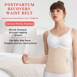 Lit-Pack Belly Abdomen Pelvis Postpartum Belt Body Recovery Belly Slim After Childbirth Belt Girdle Belly Binder (white, Large)