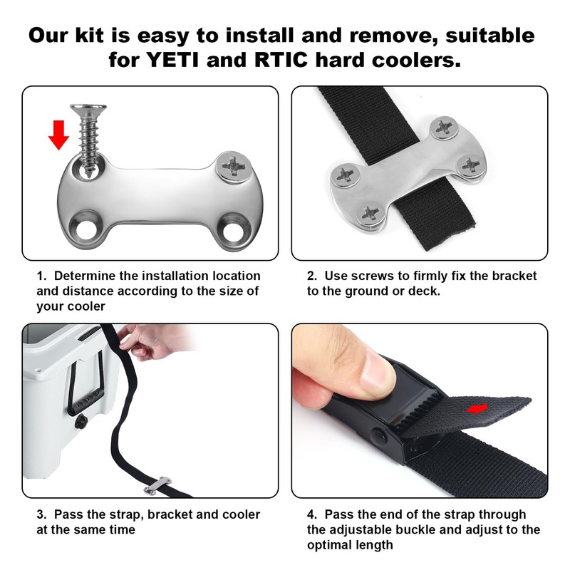 BOXOB Cooler Tie Down Kit, Straps for Fixed Coolers to