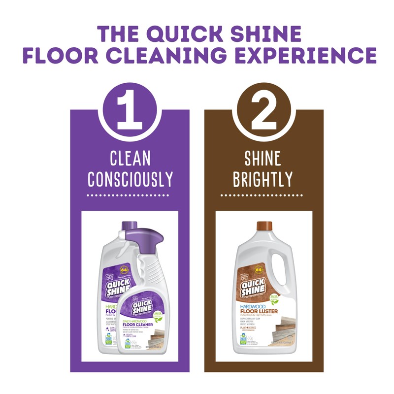 Quick Shine Hardwood Floor Cleaner 64oz, 4Pk| Use in Spray
