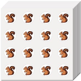 CREATCABIN 128Pcs Squirrel Stickers for Scrapbooking Small Animal Decal Self-Adhesive Waterproof Sticker Round Bulk Cartoon Stickers for Water Bottles Crafts Laptop Luggage Cup Diary 2.5x2.5cm