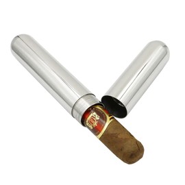 1 Piece Cigars Case Stainless Steel Cigar Tube Thickened Single Cigar Case Mini Portable Tube Small Cigar Container for Travel Business Trip Carry Case Collection