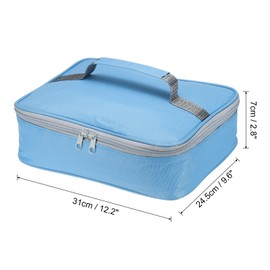 PATIKIL 12.2"x9.6"x2.8" Insulated Lunch Bag, Waterproof Lunch Box with Handle Lunch Tote Bag Portable Food Storage for Work Outdoor Picnic, Sky Blue Grey