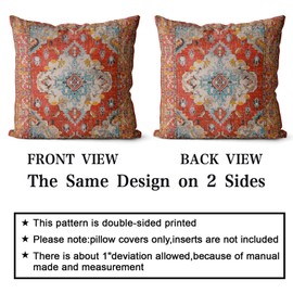 Snylcce Set of 2 Bohemian Style Cushion Covers 45x45 cm Decorative Square Throw Pillow Covers 45x45 cm Sofa Car Pillowcase for Outdoor Home Bed Living Room Couch Decor (Orange)