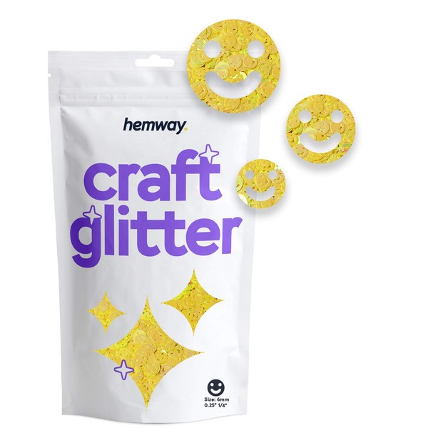 Hemway Craft Glitter Shapes - Smiley Face Shaped Glitter Smile