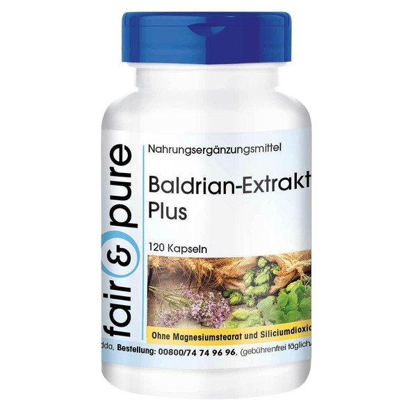 Fair & Pure® - Valerian Extract Plus - with Hops and Melissa - Vegan - No Magnesium Stearate - 120 Valerian Capsules