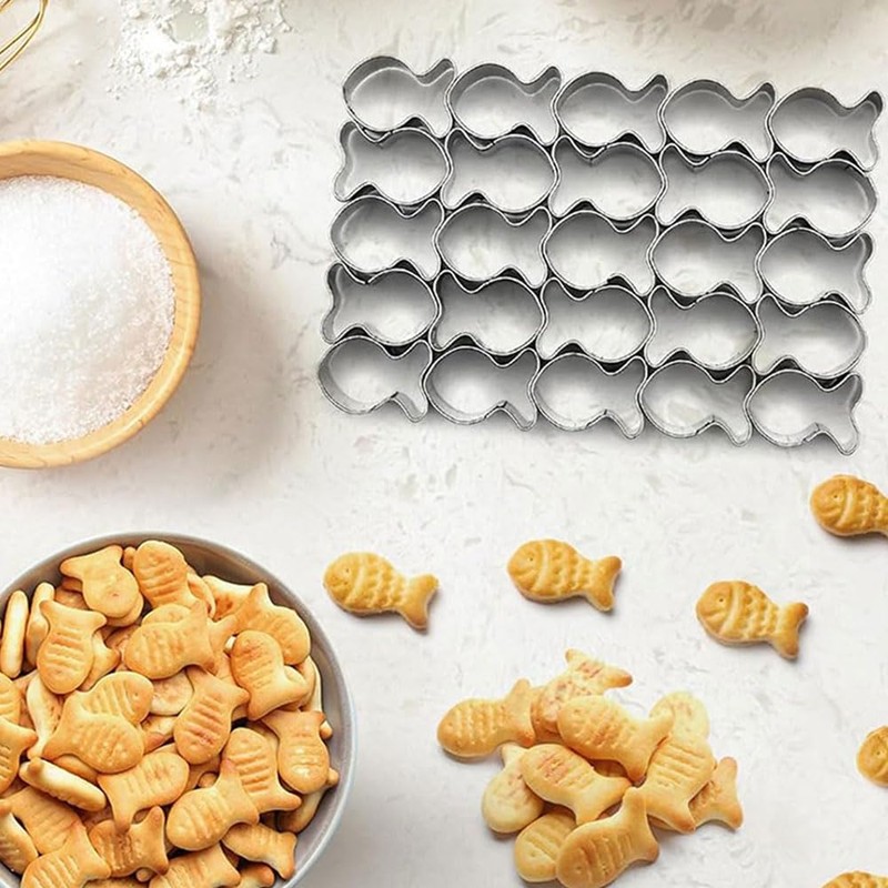 Goldfish Cracker Cutter, 25 Cavity Stainless Steel Cookie Cutter, Mini
