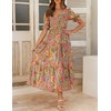 ZESICA Women's 2025 Summer Boho Floral Print Square Neck Ruffle
