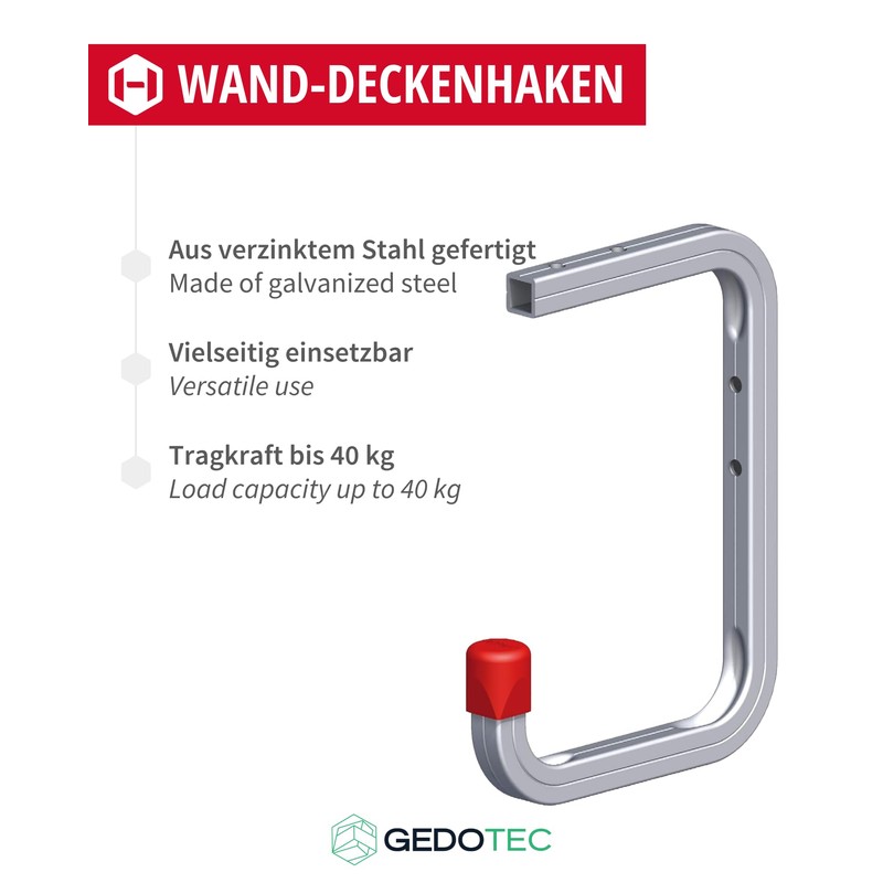 Gedotec Wall Hooks & Ceiling Hooks Metal for Garage, Basement