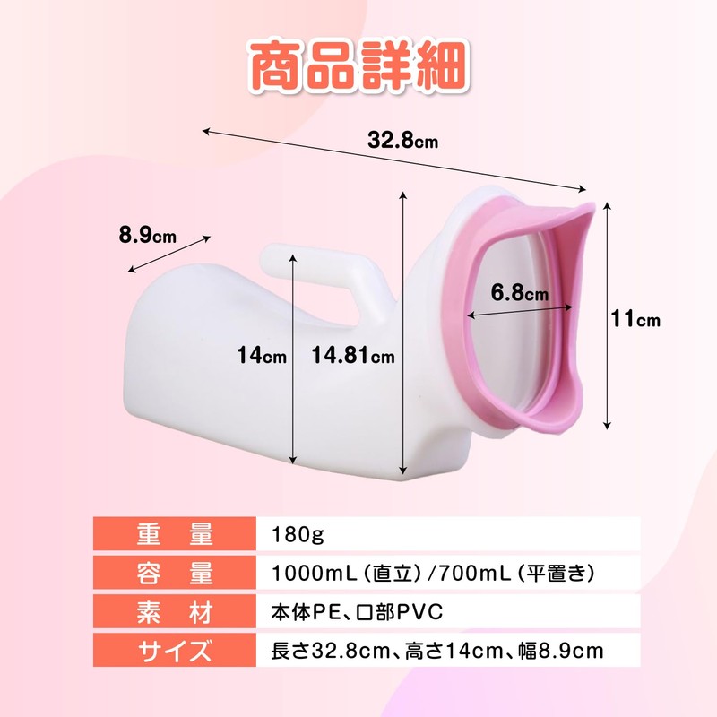 Women Supporting Bottles for Women Urinary Bottle Plastic Pink Nursing