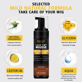Goiple Goiple Lace Tint Melting Hair Mousse, 6.8 fl oz - Natural Finishing Color for Women Wigs Toupees and Hairpieces (Dark Brown)