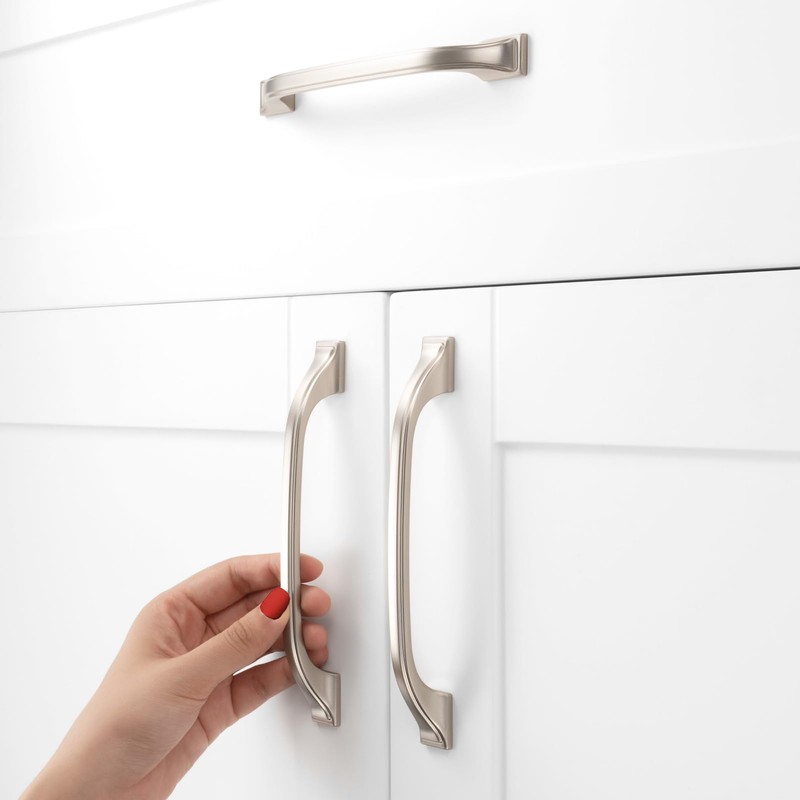BEROSSA 10 Pack 5 Inch, Brushed Nickel Drawer Pulls Satin