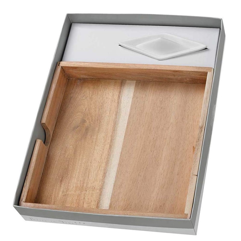 Räder Design x Bilderrahmen, Unbehandeltes Akazienholz & unglasiertes Porzellan, Braun,