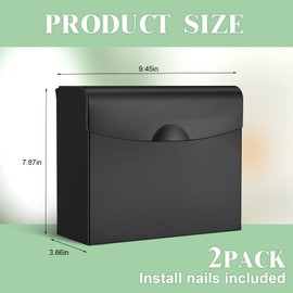 Tioncy 2 Pcs 9.5 x 7.9 in Sanitary Disposal Tampon Napkin Receptacle Wall Mounted Stainless Steel Flip Top Receptacle Bin Waste Holder Feminine Hygiene Container Bathroom Restroom (Black)