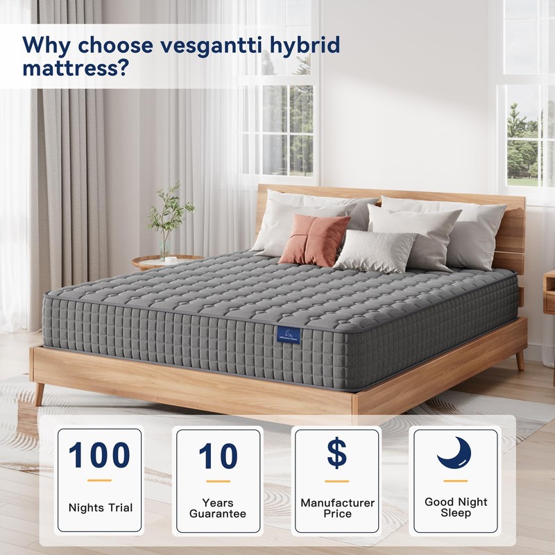 Vesgantti 8 Inch Multilayer Hybrid Twin Mattress - Multiple Sizes