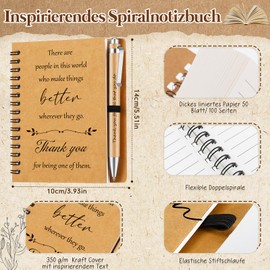 Nezyo 5 Pcs Thank You Gift for Colleagues Teacher Appreciation Gifts Bulk Wooden Heart Plaque Motivational Notepads Organza Bags Pen Keychain New Job Gift for Employee Coworker Volunteer(Better)