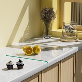 Tempered Glass Cutting Board with Lips, Clear Cutting Board, Easy to Clean and Dishwasher Safe (Clean -17 * 13.2 ins)