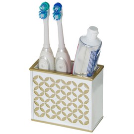Diamond Lattice Bathroom Toothbrush Holder (4.5"x 2.2"x 4") – Family Brush Toothpaste Cup- Unique Partitioned Design- Holds Multiple Standard/ Electric Toothbrushes- For Elegant Bath Shower Décor