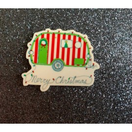 5pc Vintage Camper, Merry Christmas, Resin Planar Flatback, Cabochon, Bow Center