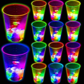 meishuneu 16oz Luminous Party Cups for Indoor Outdoor Party Event Fun, Flashing Color, Luminous Cups for Night Events, Party Favors, Decorations, Luminous Cups