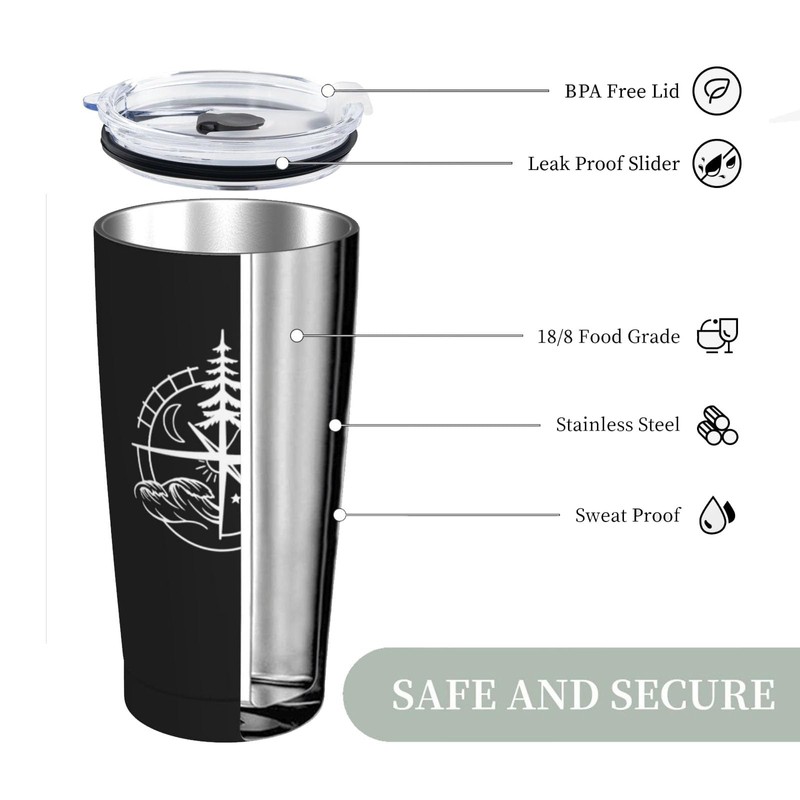 Compass Mountain Stainless Steel Mug 20oz, Vacuum Insulated Cup