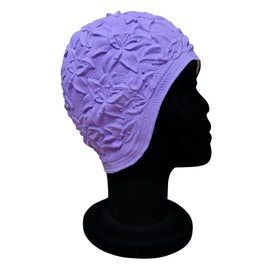 Blue Reef Latex Lily Soft Flexible Plain 3D Effect Floral Pattern Strapless Retro Vintage Swimming Cap Generous One Size Adult (Purple)