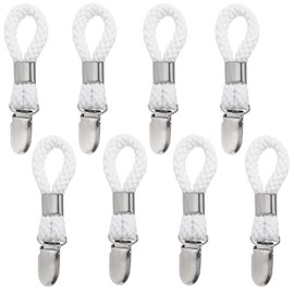 Oruola 8pcs Kitchen Towel Clips,Towel Clips for Kitchen, Metal Kitchen Towels Clips with Hanging Loop,Cotton Loop Towel Hangers Cloth Hanger Holder Brackets for Home Kitchen Bathroom,White