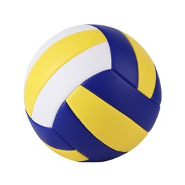 Perfeclan Standard Size 5 Indoor Volleyball Soft Leisure Ball with Ball Pump Play Pool Gym Teenagers, Blue Yellow