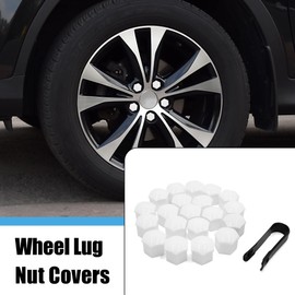 sourcing map 20pcs 17mm Car White Plastic Wheel Lug Nut Bolt Cover Caps with Tool