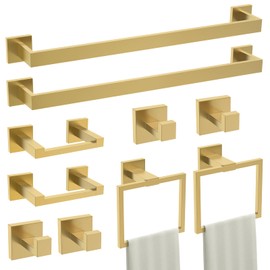 TURS 10-Piece Bathroom Hardware Accessories Set Brushed Gold Towel Bar Holder Set SUS304 Stainless Steel Towel Racks for Bathroom Wall Mounted, 23.6-Inch