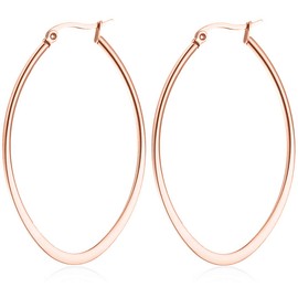 day.berlin Women's Drop Earrings (Pack of 2) Stainless steel hoop earrings, 3 cm diameter, silver, gold and rose., Stainless Steel, Rose-Gold