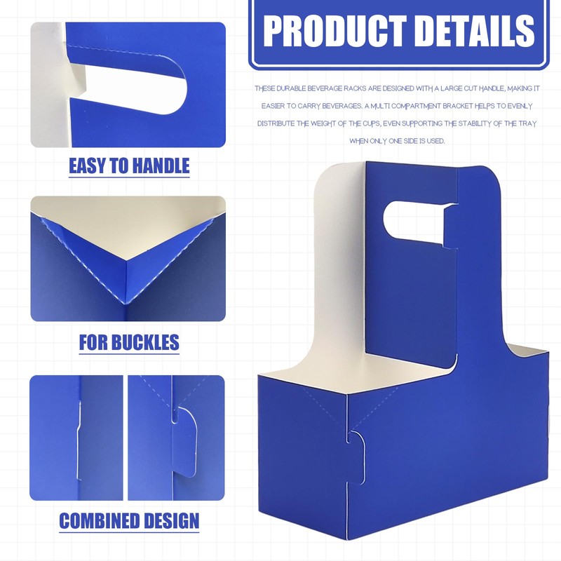 2 Cup Disposable Drink Carrier for Delivery with Handle,30 Count
