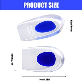 Heel Pads for Shoes Heel Spurs, 2 Pairs Heel Cushion Gel Inserts, Heel Cushion Orthopaedic for Heel and Achilles Tendon, Orthopaedic Gel Inlay, Achilles Tendon, Plantar Fasciitis, L