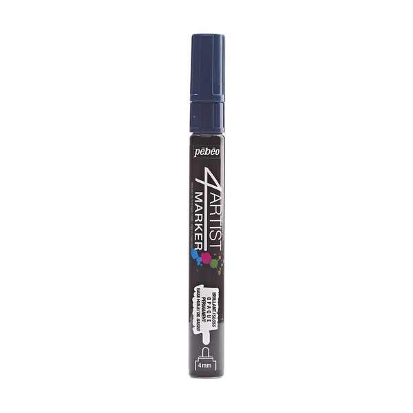 Pebeo 111 4Artist Opaque Oil Based Paint Markers, 0.2 inch (4 mm) Round Tip, Deep Blue