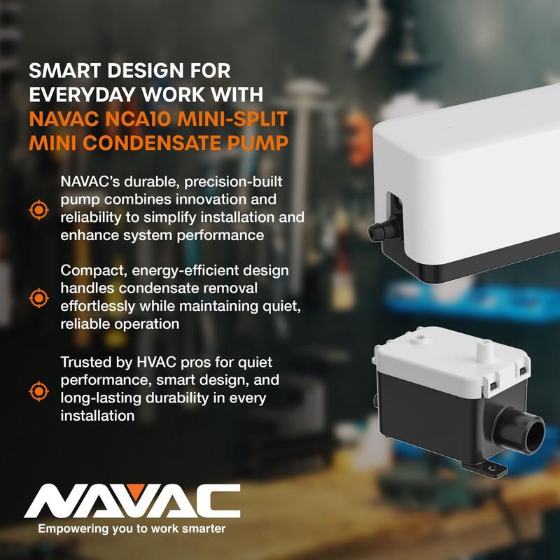 NAVAC NCA10 Mini-Split Mini Condensate Pump - Ultra Quiet, HVAC