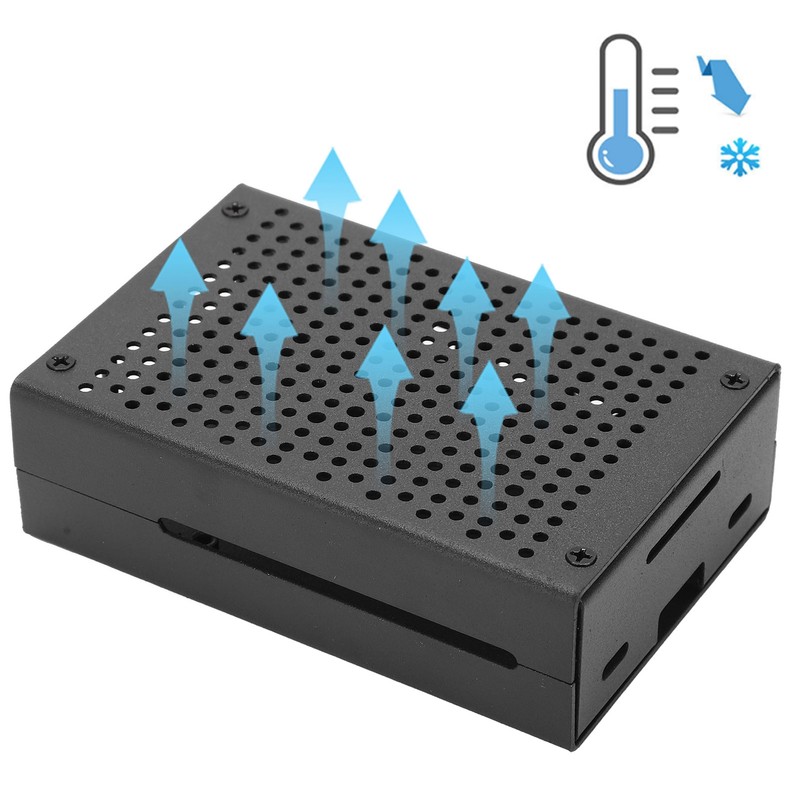 For Raspberry Pi 4B Aluminum Alloy Case MultiHoles Protective Cooling