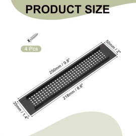 PATIKIL 10 x 2 Inch Door Air Vent Cover, Aluminum Grille Ventilation Cover Louvered Diamond Hole with Mounting Screws for Cabinet Wardrobe Door, Black