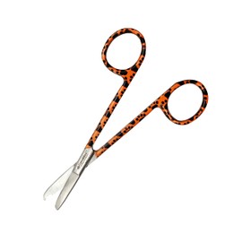 Cynamed Suture Stitch Scissors 4.5" with Crescent Delicate Hook- Perfect for Suture Removal, First Aid, EMS Training and More Premium Quality Instrument- Stainless Steel (Half Paws, Orange)
