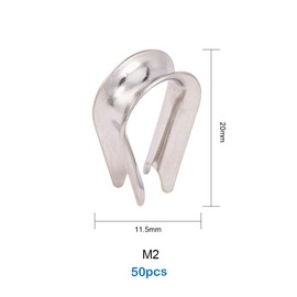 INCREWAY M2 シンブル(ステンレス製) for 直径2mmワイヤーロープ ，シルバー，50個入り