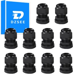DZSEE M20 Cable Gland 10Pcs, 20mm Armoured Cable Glands Waterproof, Plastic Nylon Compression Glands Connectors with Locknut and Washer, Ideal for Cable Installation and Equipment Maintenance