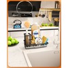 SWTYMIKI Kitchen Sink Caddy, Detachable Dish Brush Holder+Drain Tray, Sponge