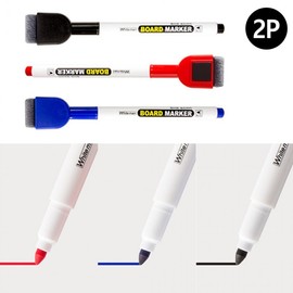 2P magnetic eraser marker pen red 3ea